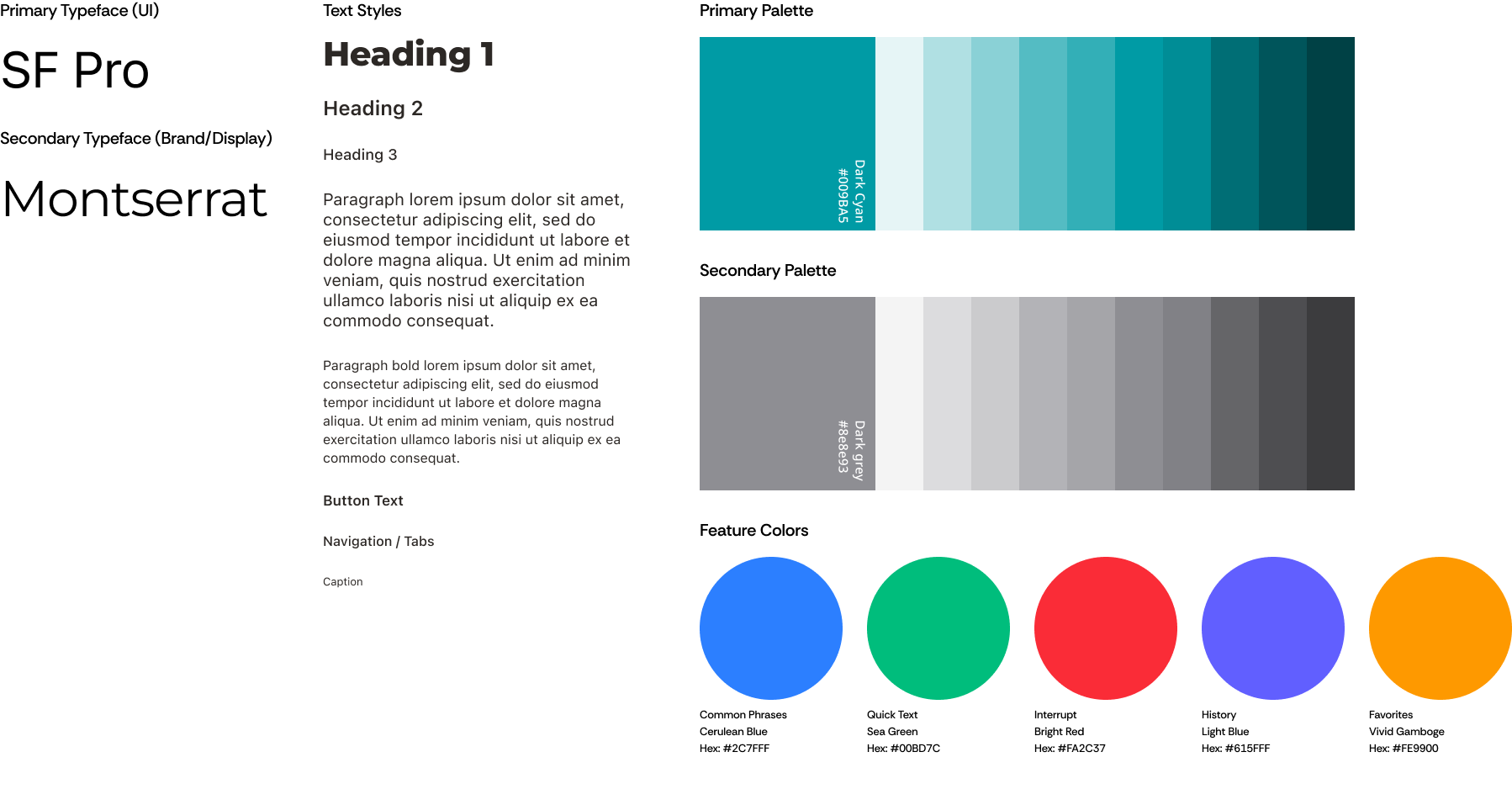 Design system - typography and color palette